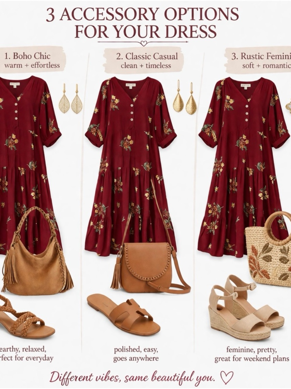 Cactus + Pearl Burgundy Floral Tiered Midi Dress Boho Button Front XL NWT - Picture 2 of 6